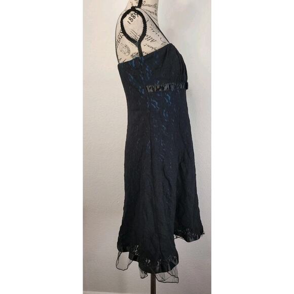 VTG City Triangles Dress Large Black Lace Bow Spaghetti Straps Y2K Fairy Grunge - Picture 4 of 9